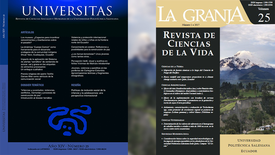 Portadas de las revistas Universitas y La Granja indexadas por Redalyc
