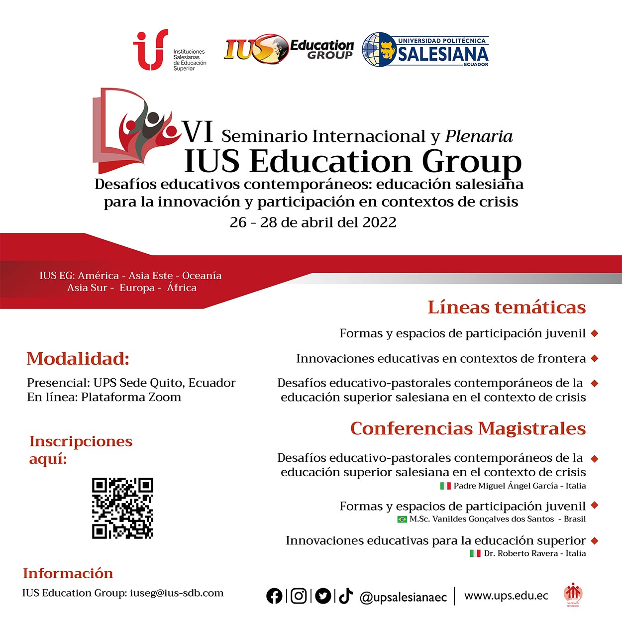 Afiche promocional del VI Seminario Internacional y Plenaria IUS Education Group