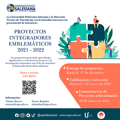 Afiche promocional Convocatoria para Proyectos Integradores Emblemáticos 2021 - 2022