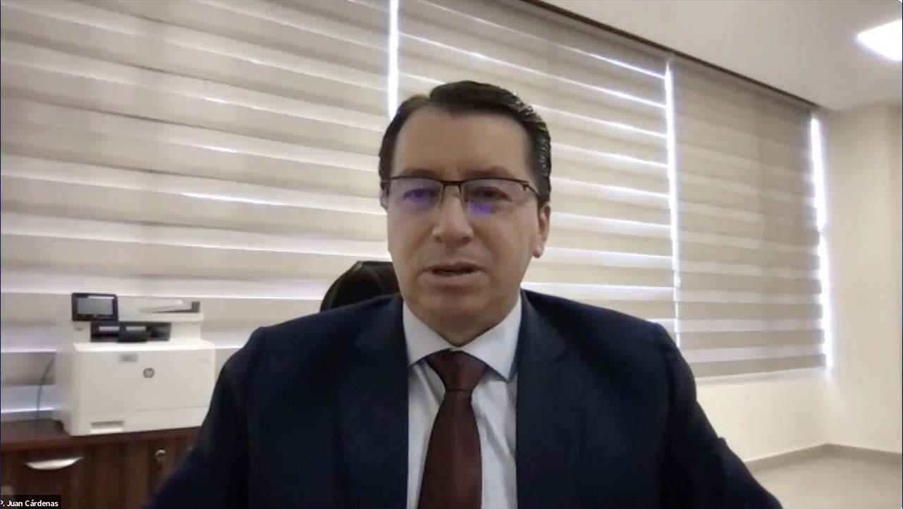 P. Juan Cárdenas, Rector de la UPS durante su intervención en la inauguración del CIAGEN 2021