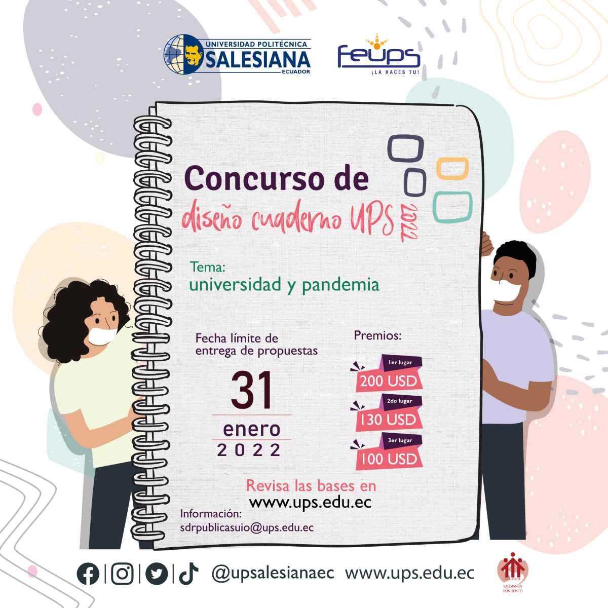 Afiche promocional del concurso: Diseño del cuaderno universitario UPS 2022