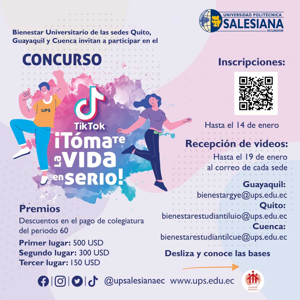 Afiche promocional del concurso: Tik Tok tómate la vida en serio