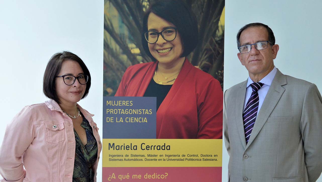 Maricela Cerrada, Docente Investigadora de la sede Cuenca y Fernando Moscoso, Vicerrector de Sede