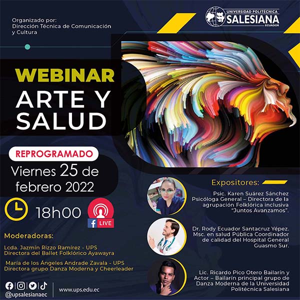 Afiche promocional del Webinar: Arte y Salud