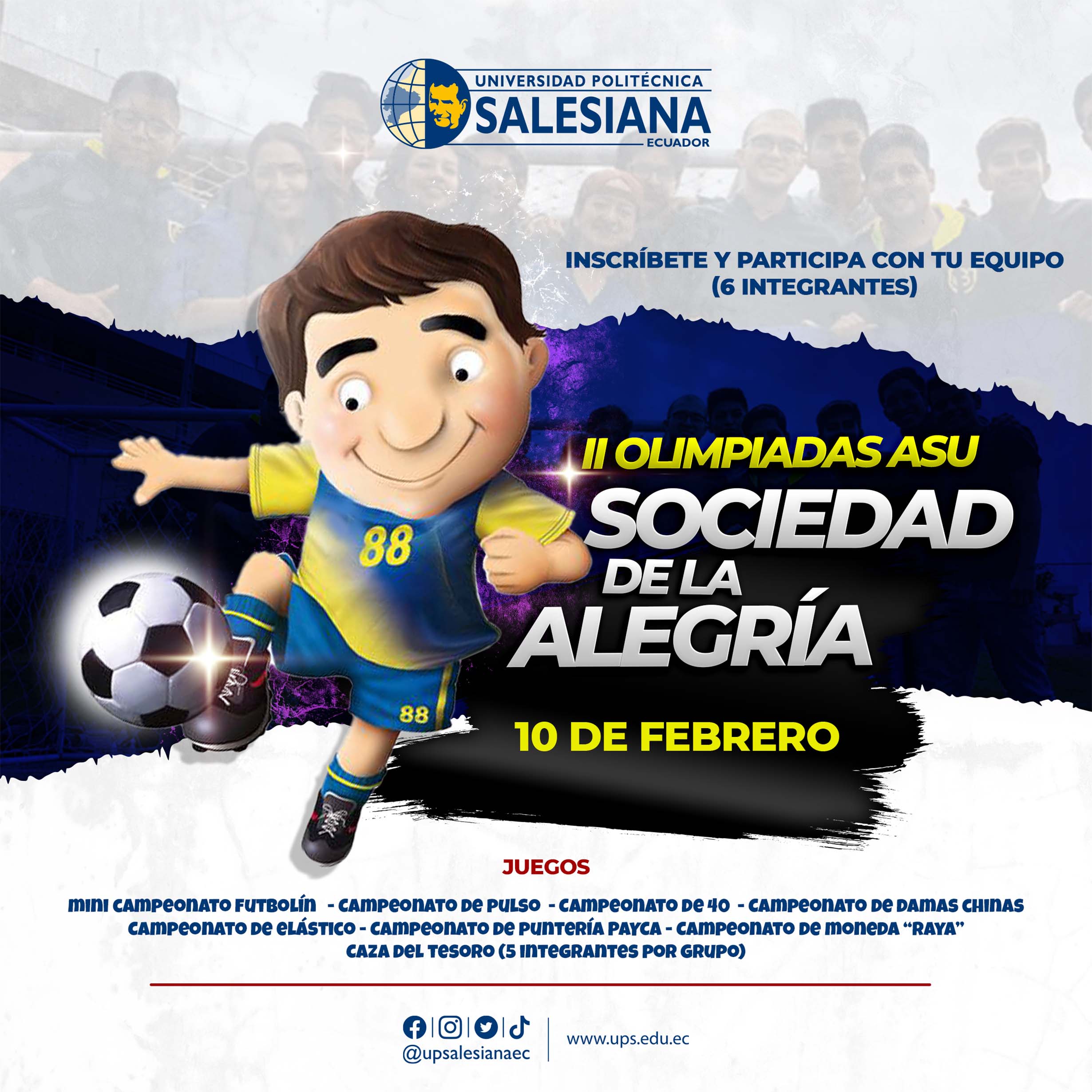 Afiche promocional de las II Olimpiadas ASU: Sociedad de la Alegría