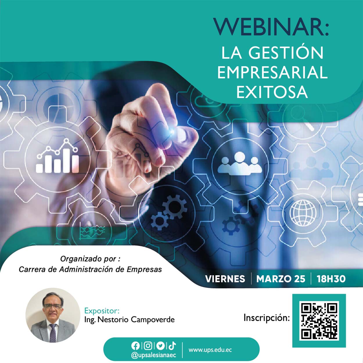 Afiche del Webinar: La Gestión Empresarial Exitosa