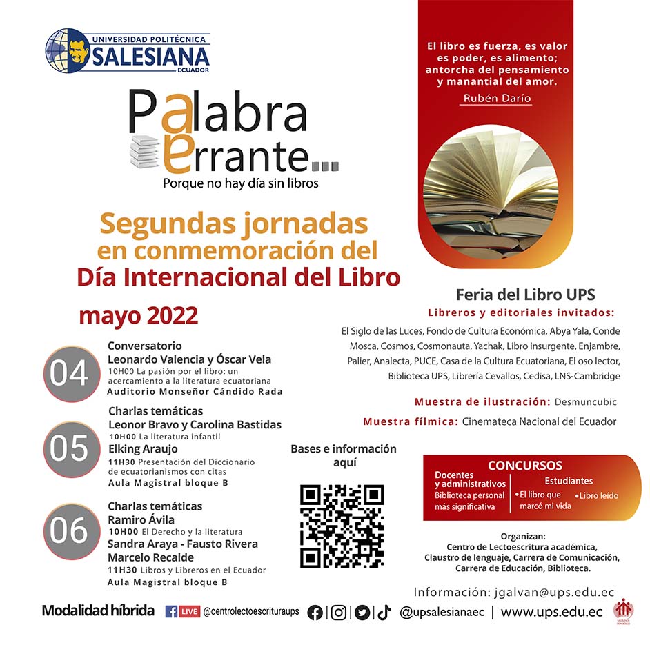 Afiche promocional de la Palabra errante. Porque no hay día sin libro