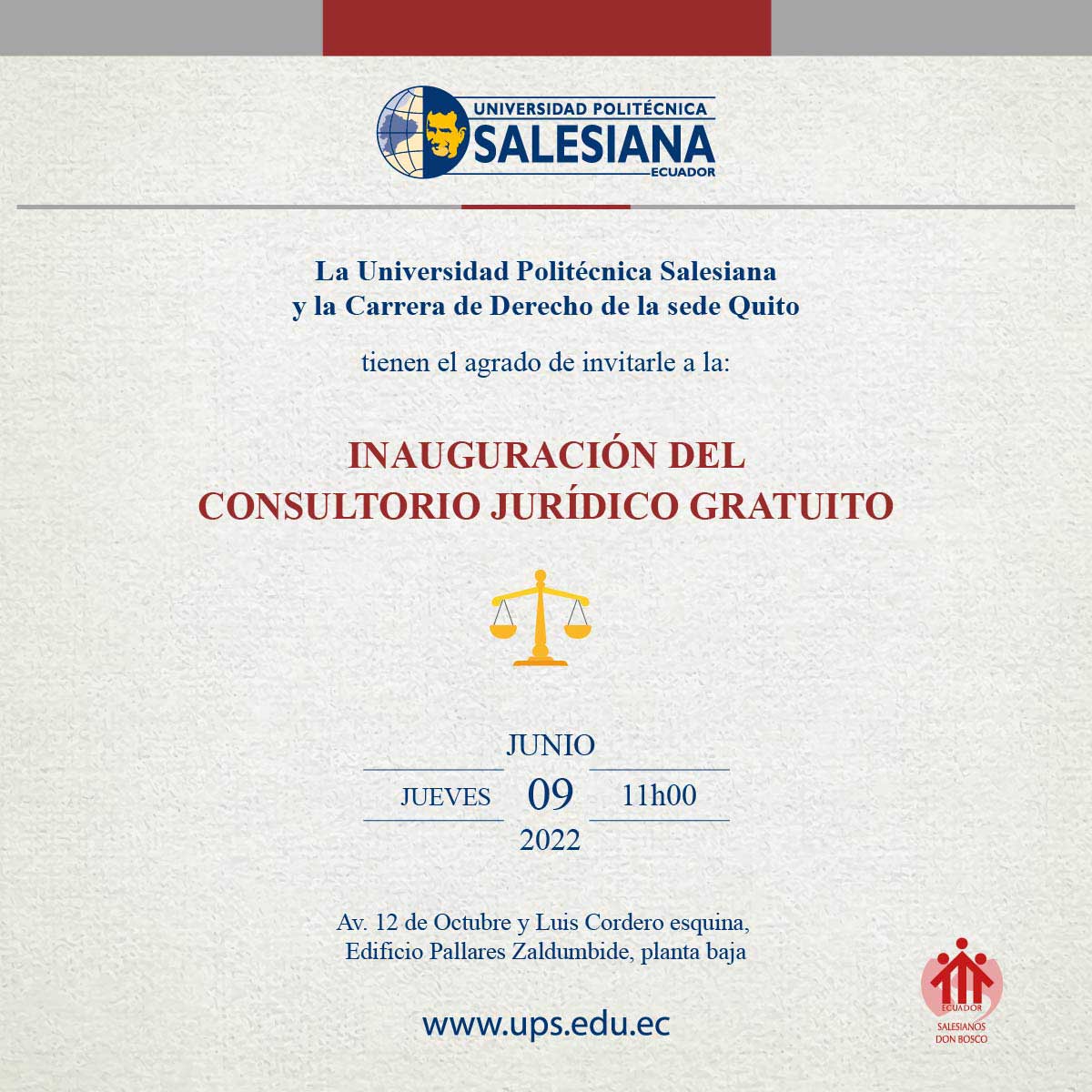 Afiche de la Inauguración del Consultorio Jurídico
