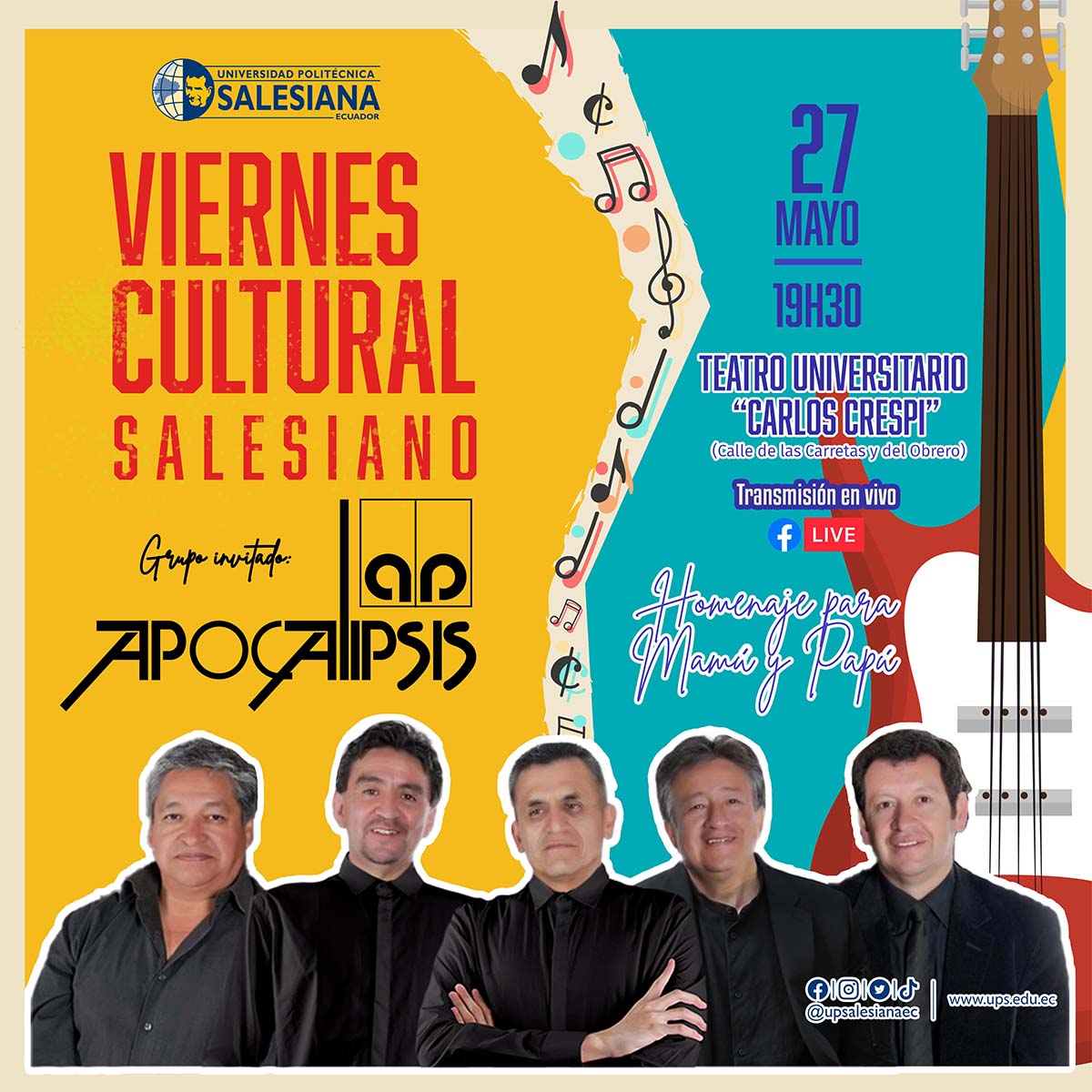 Afiche del Viernes Cultural Salesiano - Apocalipsis en concierto