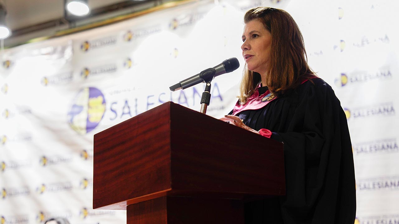 María Sol Villagómez en su discurso de bienvenida