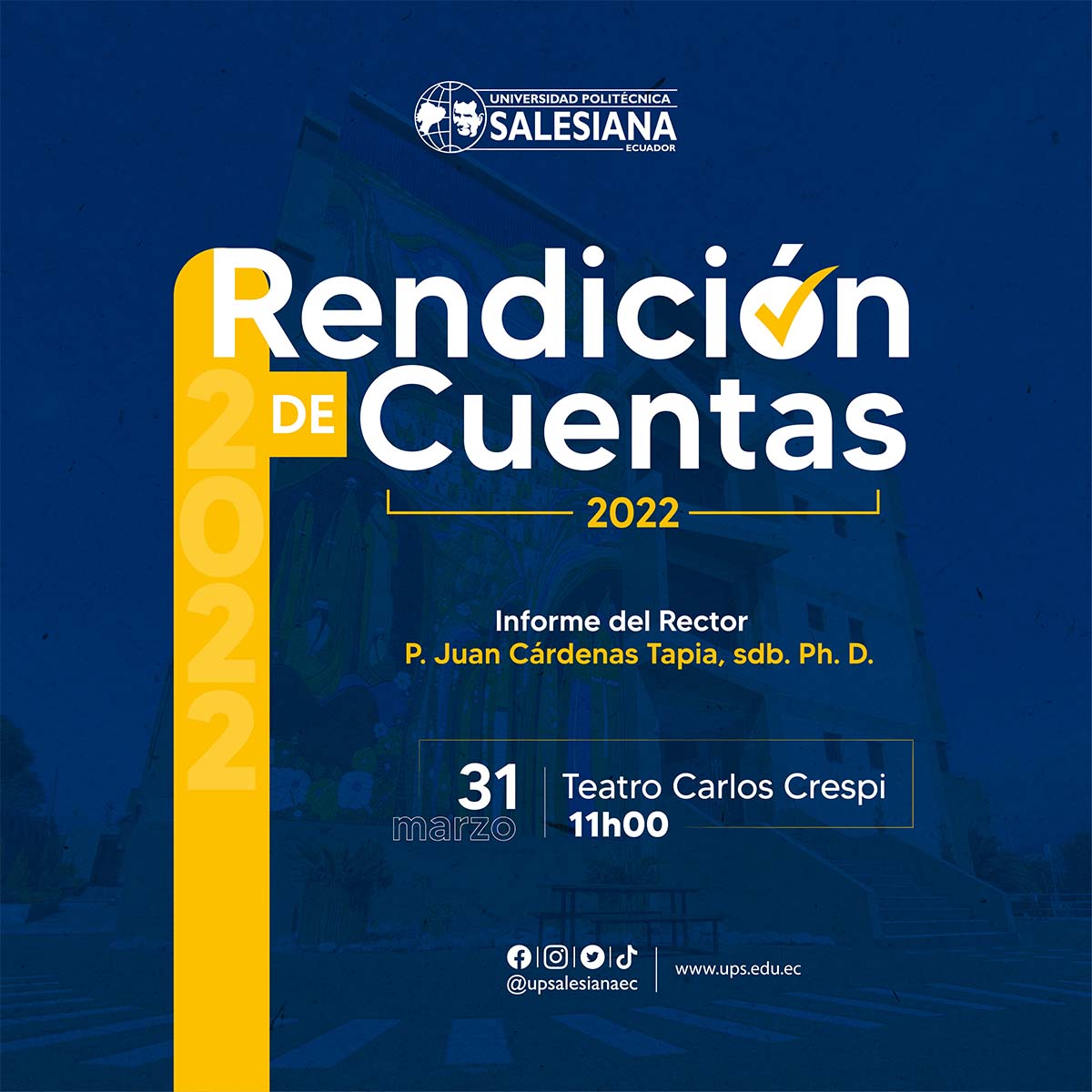 Afiche promocional de Rendición de Cuentas - Informe del Rector 2022