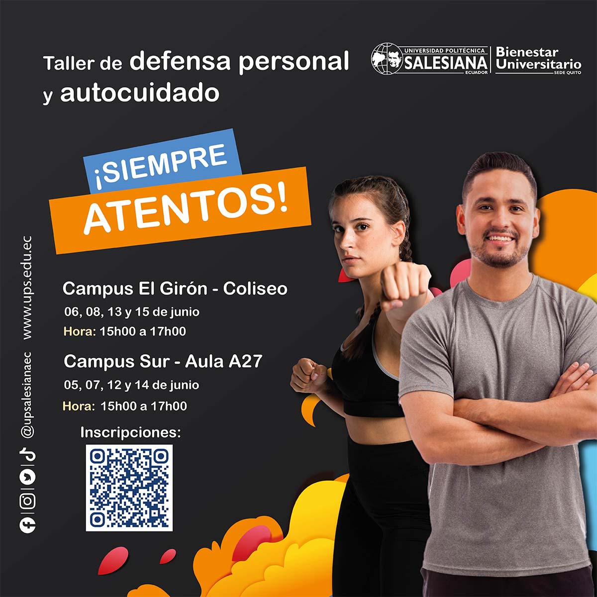 Afiche promocional del Taller: Defensa personal y autocuidado