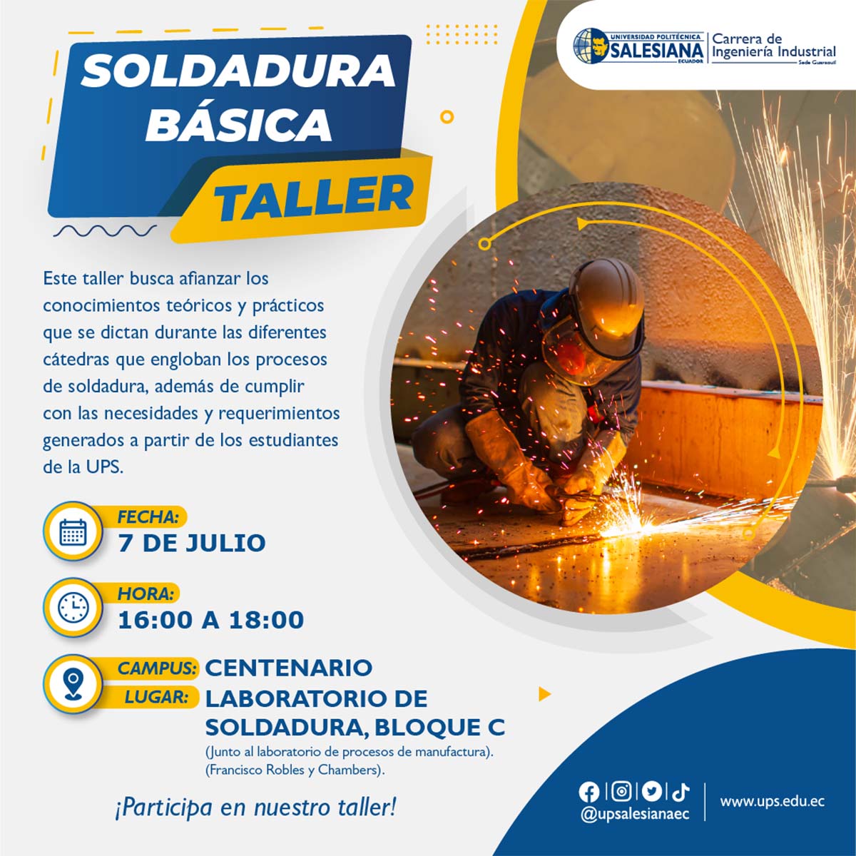 Afiche promocional de Soldadura Básica bajo las normalizaciones AWS y ASME