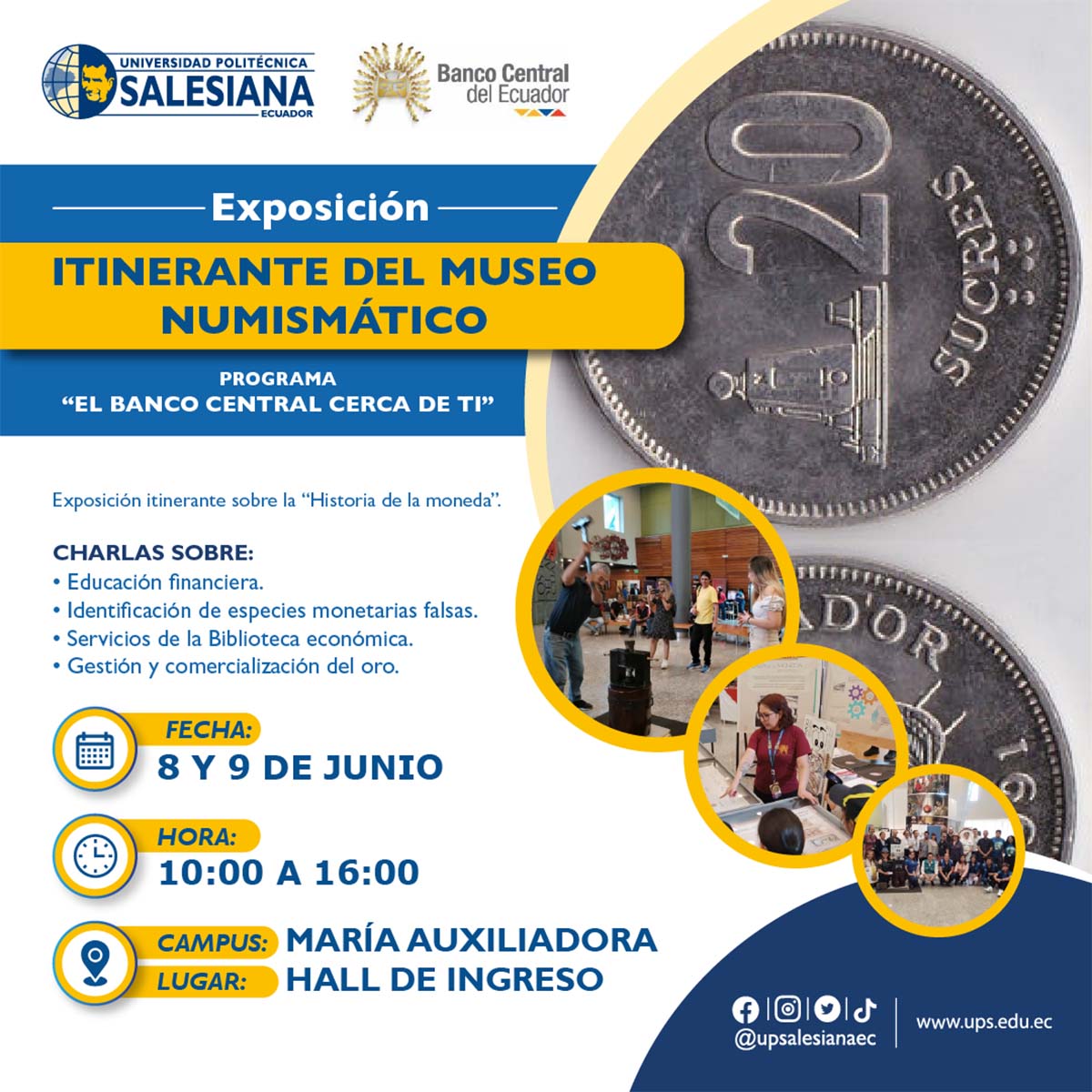 Afiche promocional de la Exposición Itinerante del Museo Numismático del Banco Central