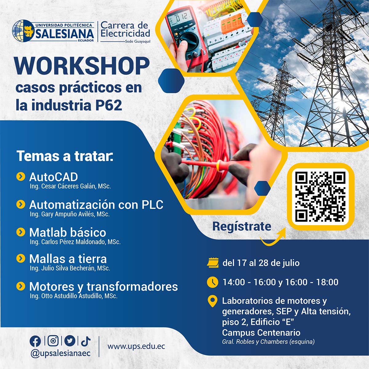 Afiche promocional de los Workshop: Casos prácticos en la industria