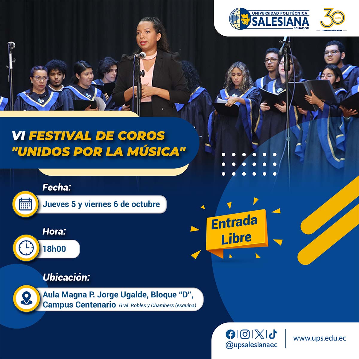 Afiche promocional de la VI edición del Festival de Coros: Unidos por la Música