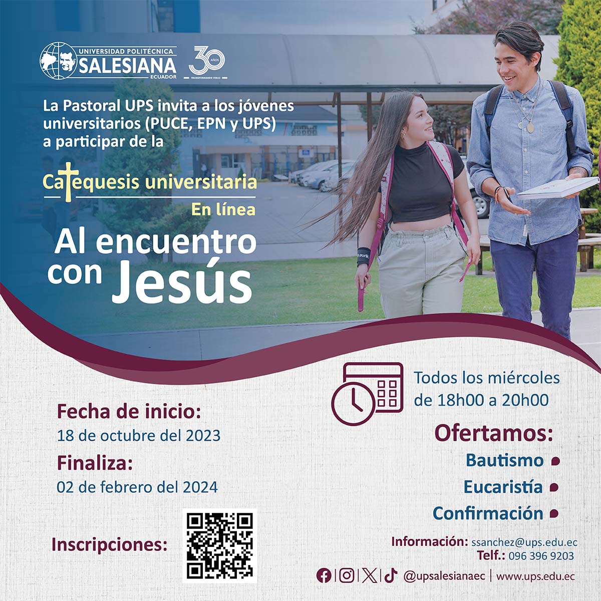 Afiche promocional de la Catequesis universitaria: al encuentro con Jesús
