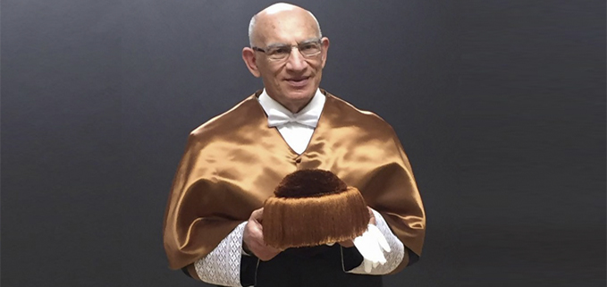 Padre Javier Herrán en la ceremonia de investidura en la Universidad Politécnica de Madrid