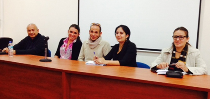 De izquierda a derecha: docentes de la carrera de Biotecnología: Ever Morales,  Valentina Venturi, Luis  Valdés,  Germania Karolys  y Teresa Carbonell.