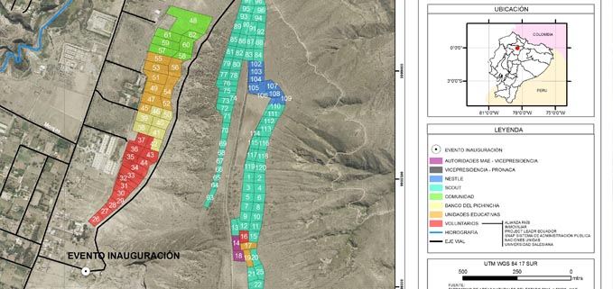 Distribución de los bloques de plantación previsto por 