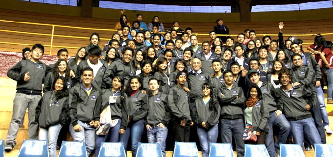 Salesian group members with Father Javier Herrán Gómez, UPS President