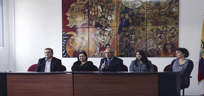 (de izq.) José Juncosa, P. Javier Herrán, Ana María Narváez, María Sol Villagómez y Elk Vanwildemeersch