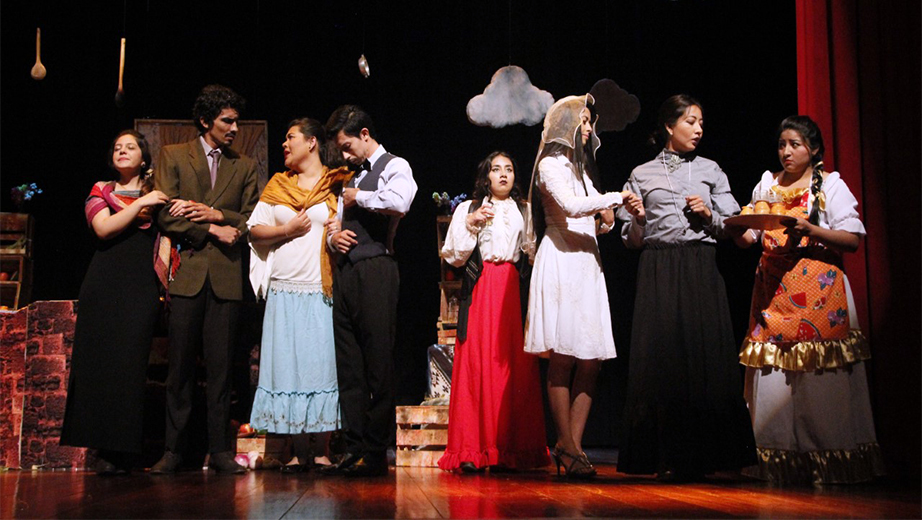 Escena del matrimonio entre Pedro y Gertrudis en la presentación de la obra como 