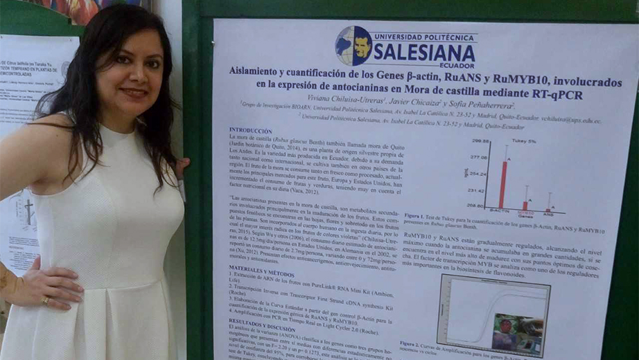 Profesora Viviana Chiluisa, de la carrera Biotecnología en la Universidad de Ciego de Ávila (Cuba)