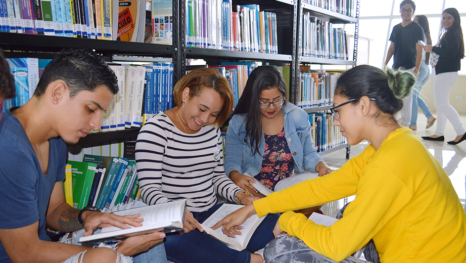 Students in the library