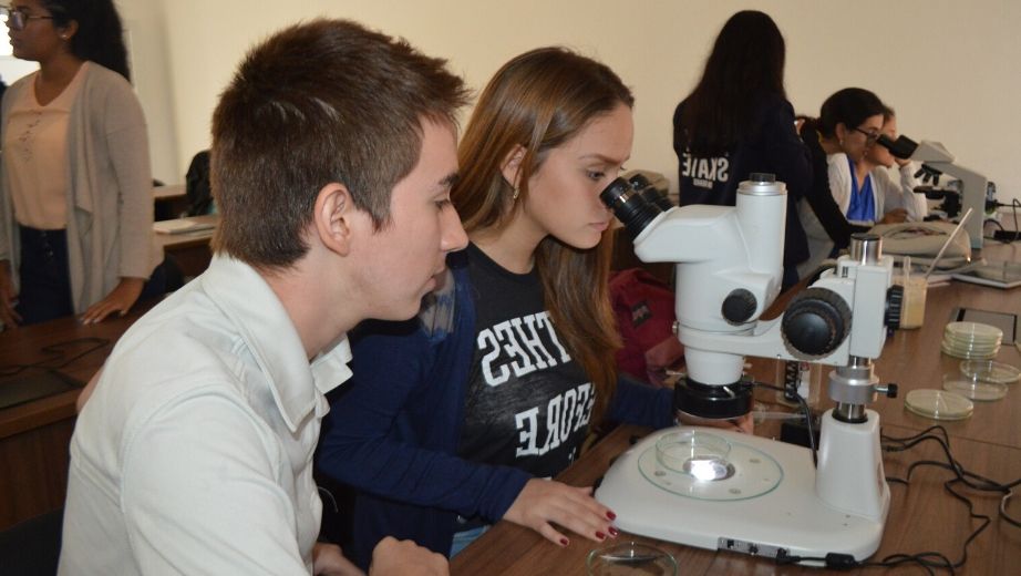 Students in the biotechnology lab