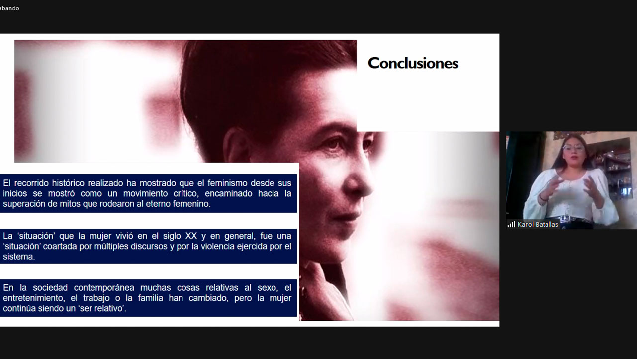 Karen Batallas realizó un recorrido histórico del lugar de la mujer en la sociedad contemporánea desde la filosofía de Simone de Beauvoir