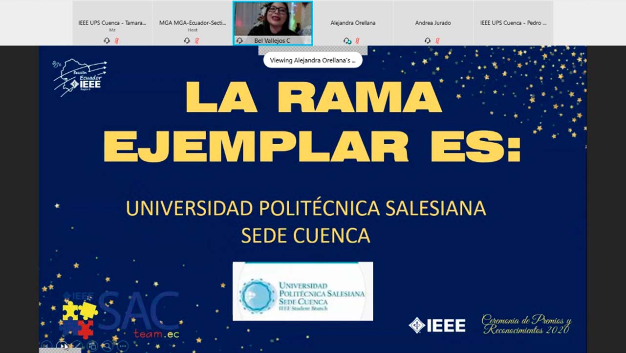 La Rama Estudiantil IEEE de la sede Cuenca ha recibido el reconocimiento como mejor rama