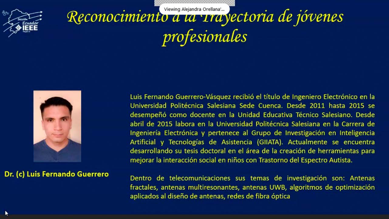 El reconocimiento de Trayectoria de jóvenes profesionales es para Luis Guerrero