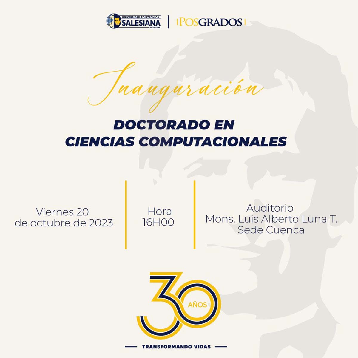 Afiche promocional de la Inauguración del Doctorado en Ciencias Computacionales