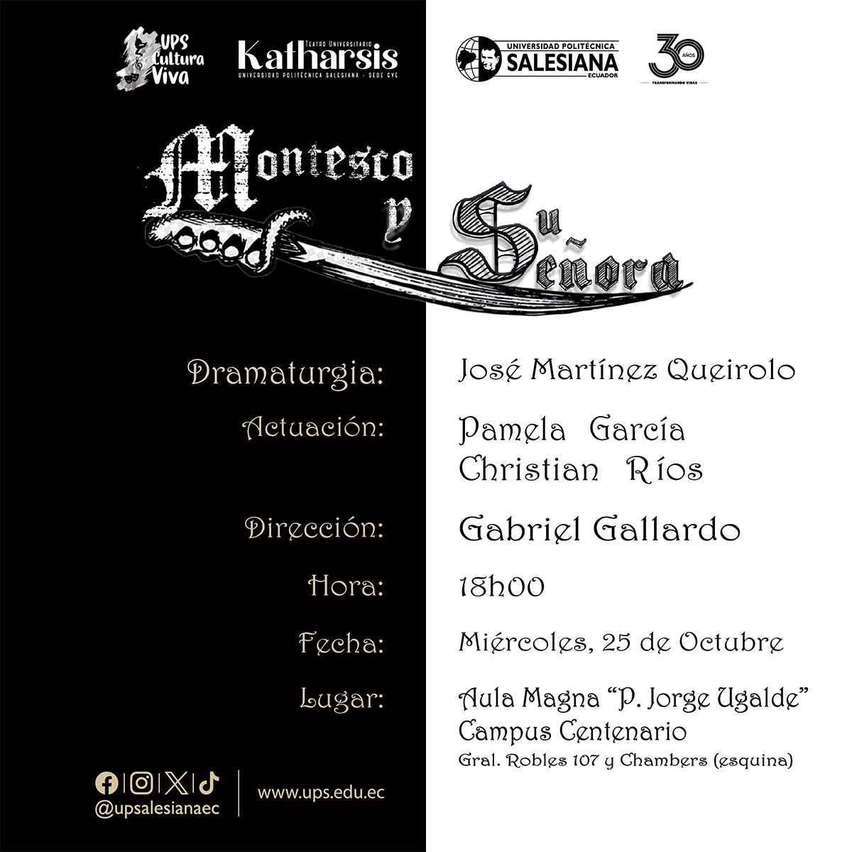 Afiche promocional de la Obra de teatro: Montesco y su señora