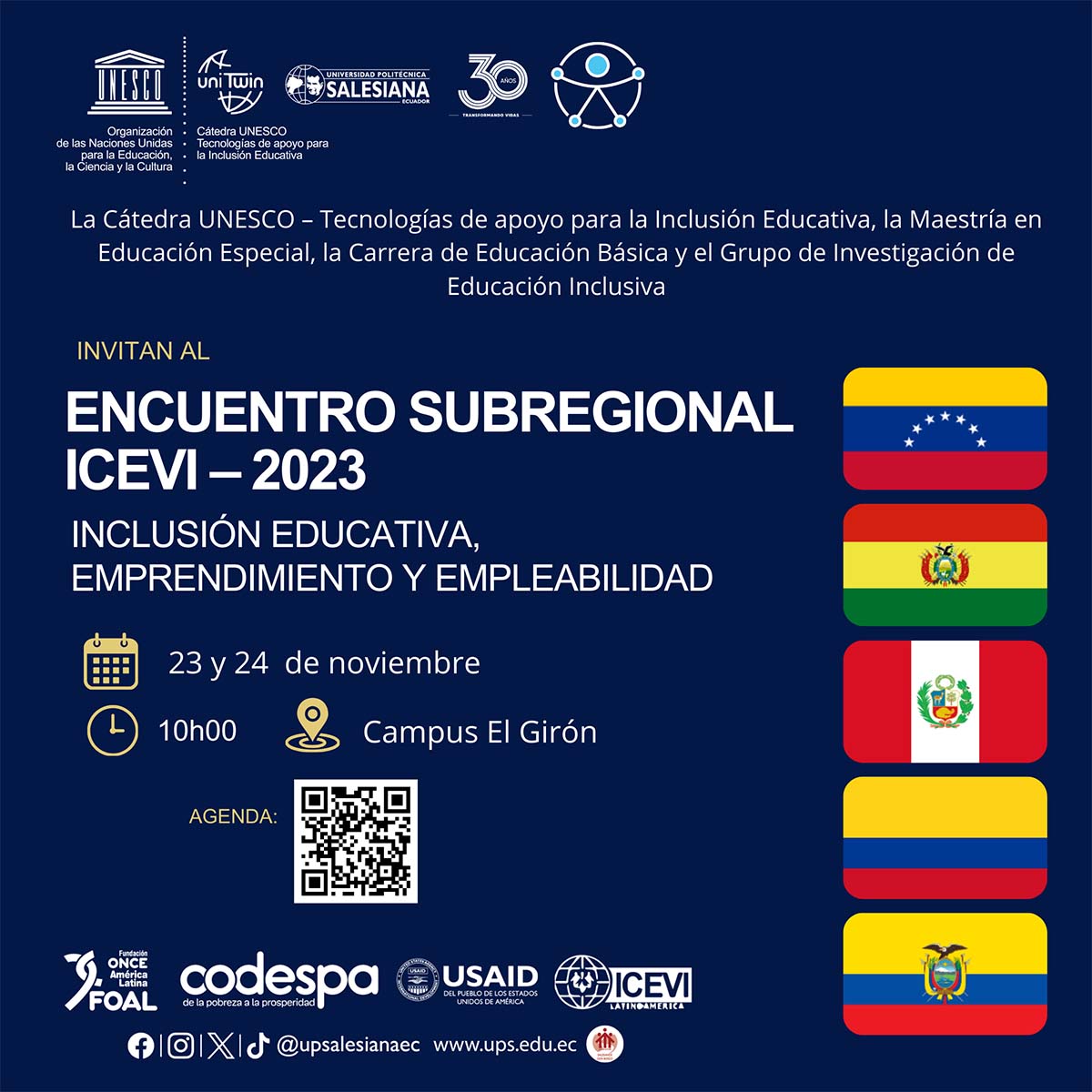 Afiche promocional del Encuentro Subregional ICEVI - 2023