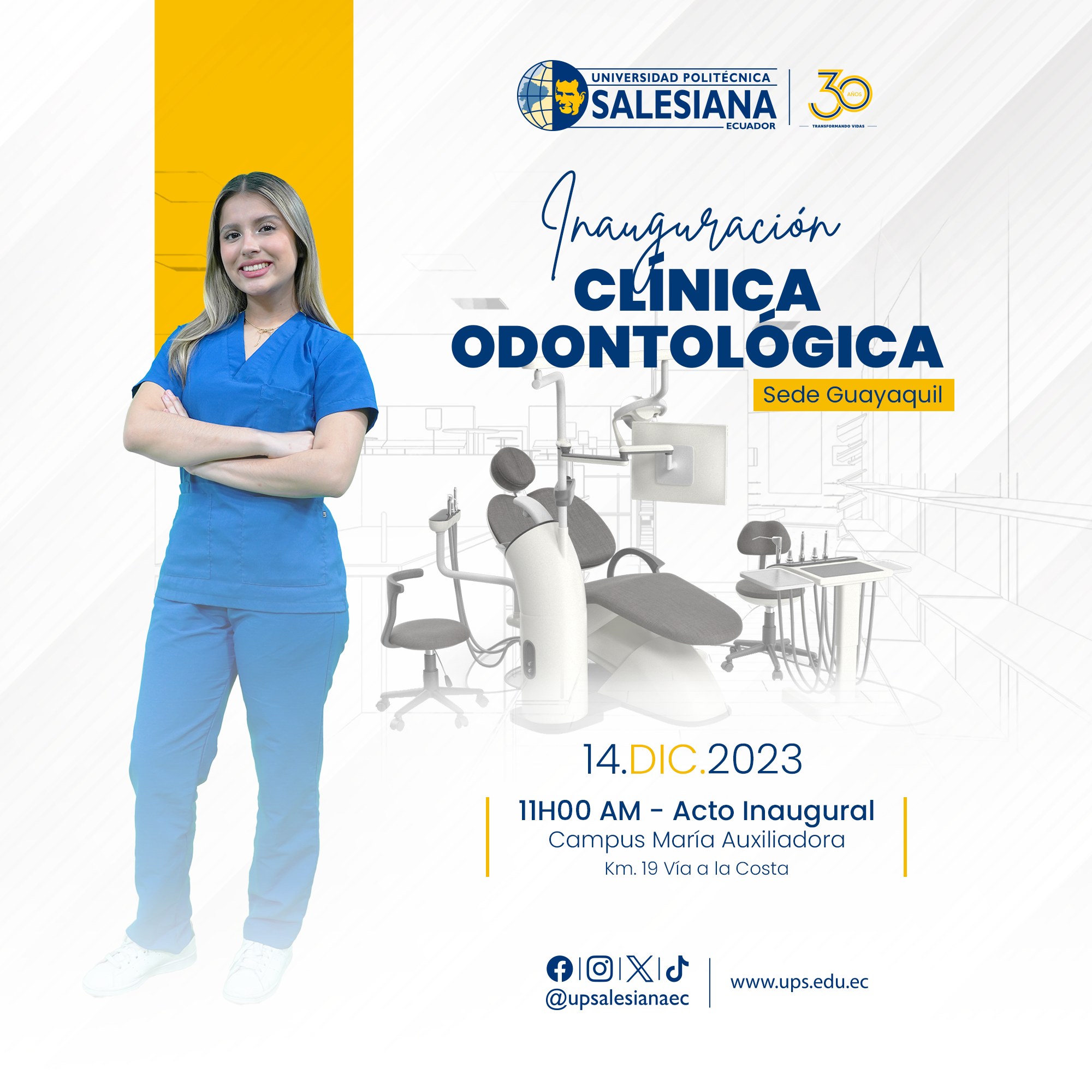 Afiche promocional de la Inauguración de las Clínicas Odontológicas