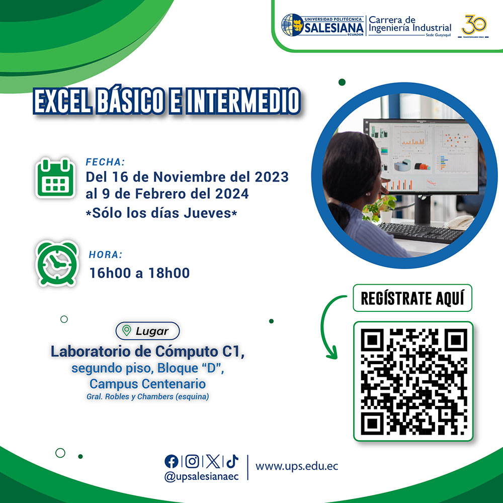Afiche del Curso de Excel básico e intermedio