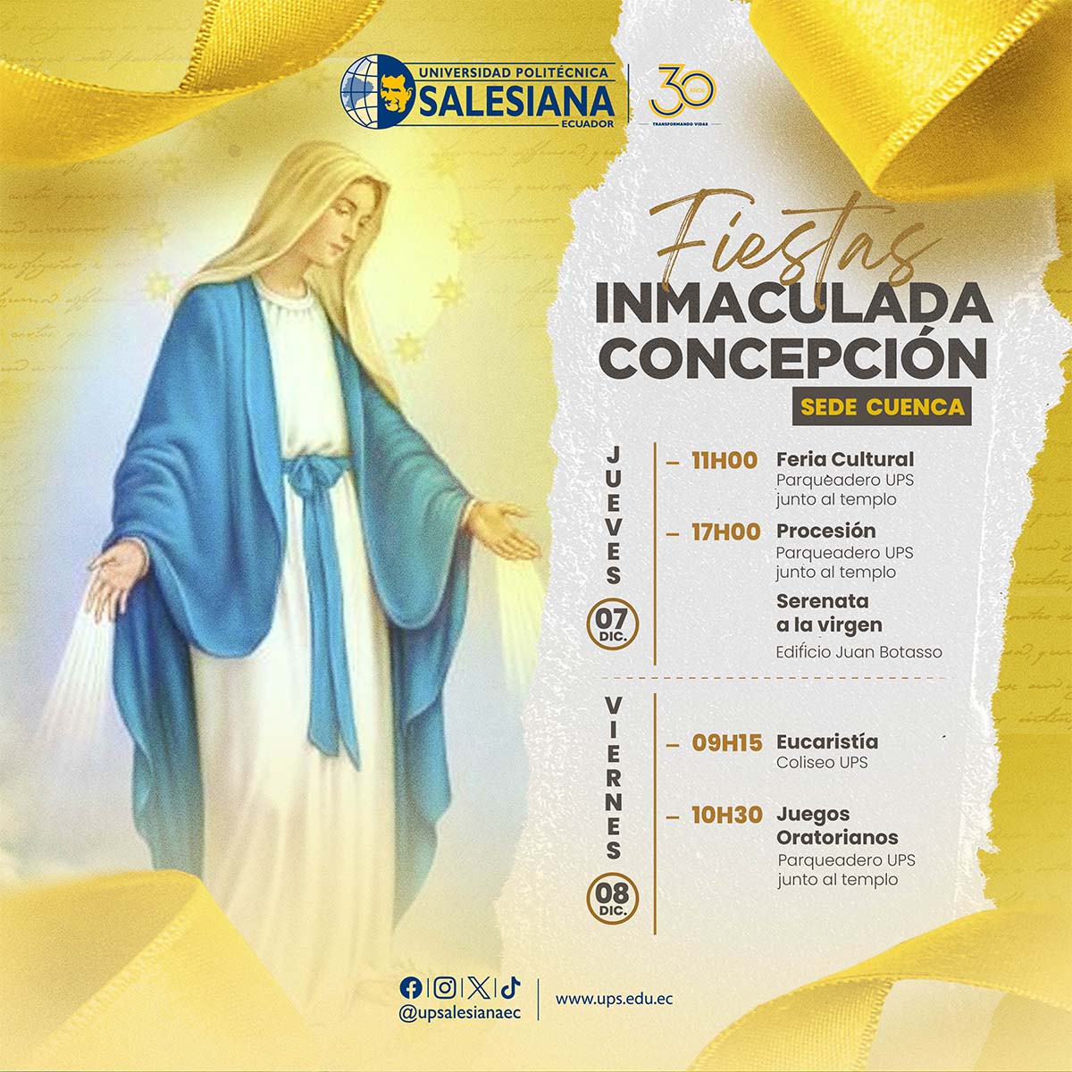 Afiche promocional de las Fiestas de la Virgen Inmaculada Concepción