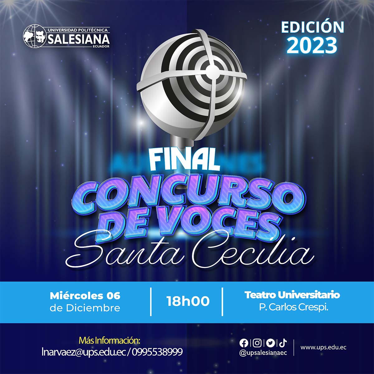 Afiche promocional del Concurso de Voces Santa Cecilia edición 2023