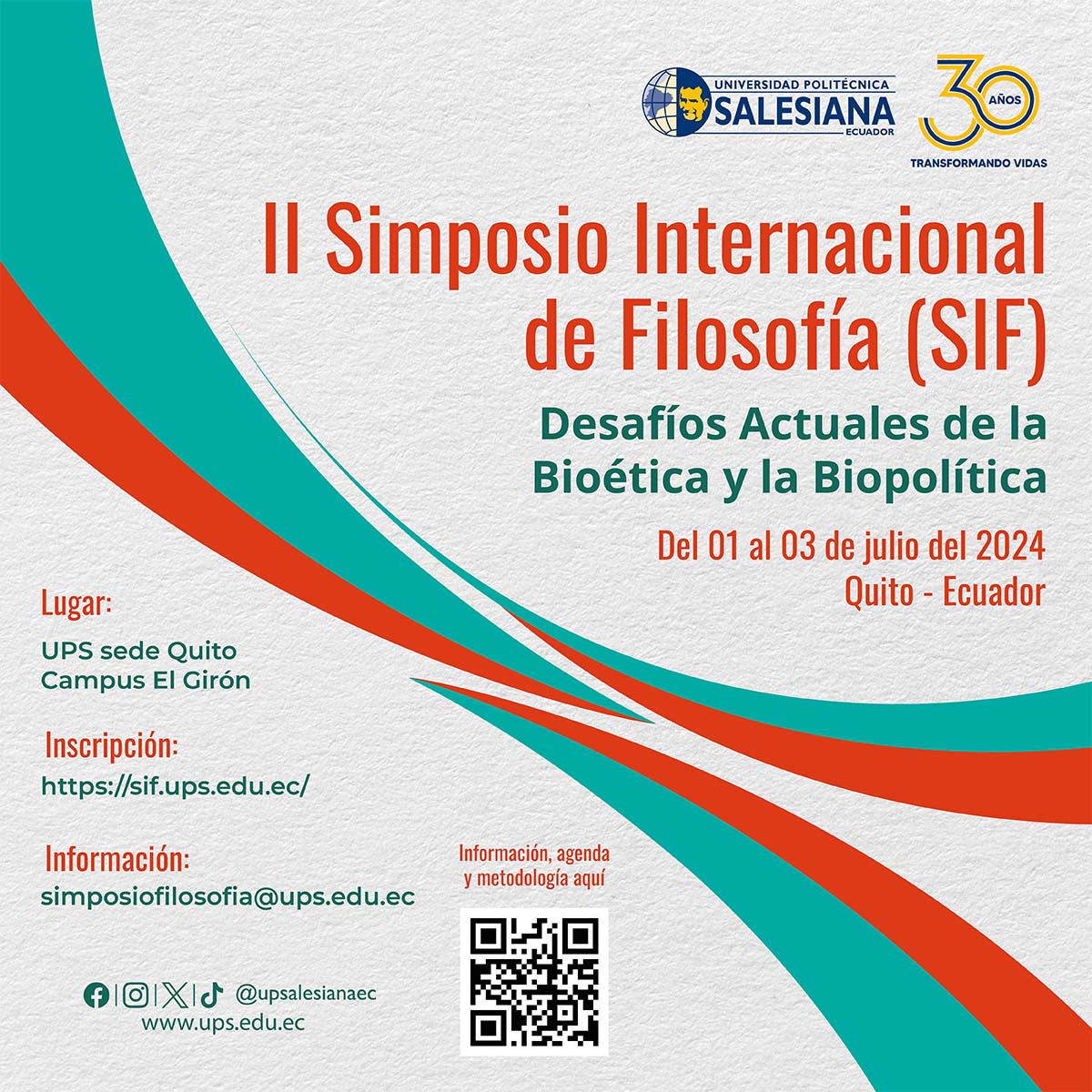 Afiche promocional del II Simposio de Filosofía: Desafíos actuales de Bioética y la Biopolítica
