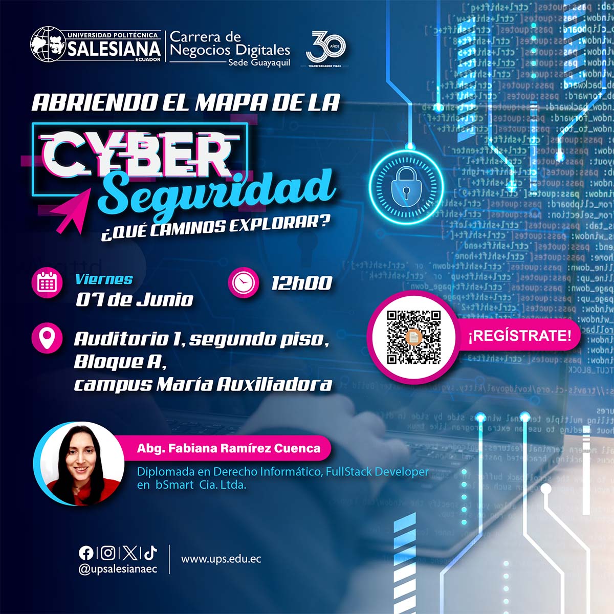 Afiche promocional de la Charla Magistral: Abriendo el mapa de la ciberseguridad