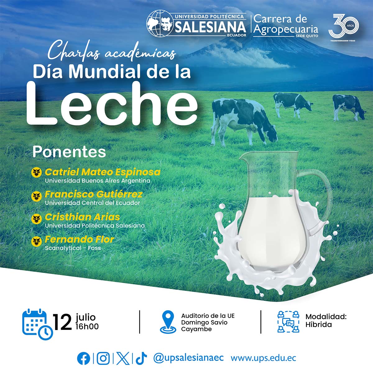 Afiche Charlas académicas por el Día Mundial de la Leche
