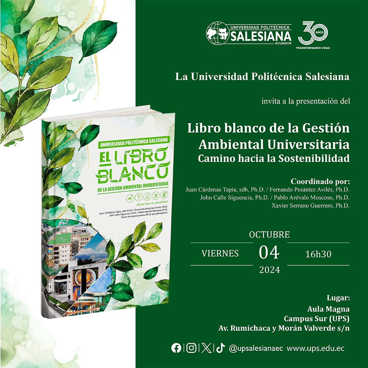 Afiche Libro blanco de la Gestión Ambiental Universitaria. Camino hacia la sostenibilidad