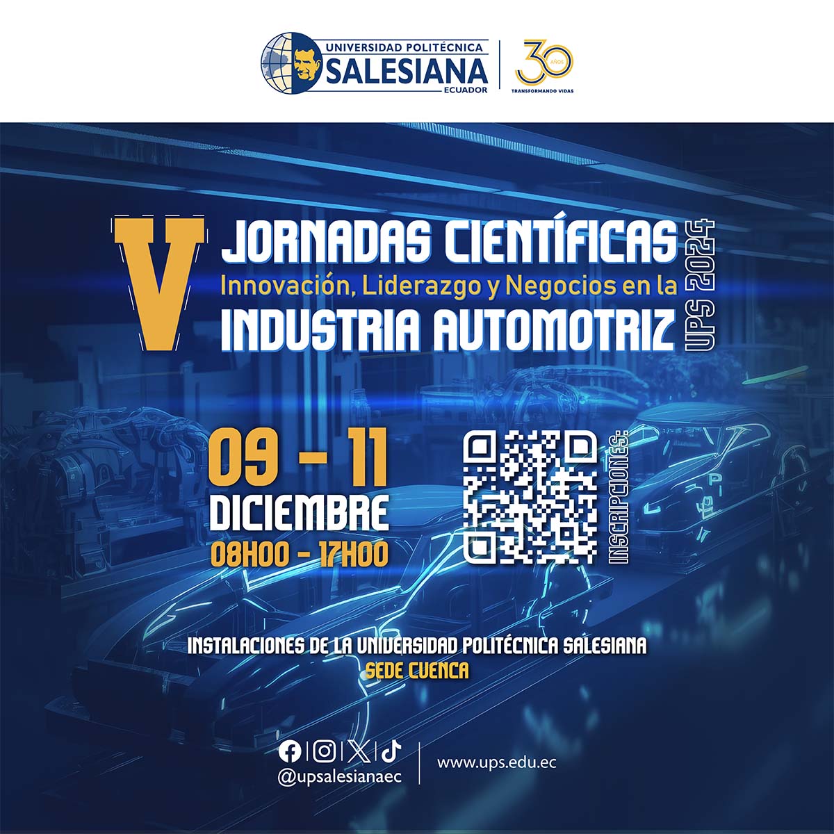 Afiche de las V Jornadas Científicas: Innovación, Liderazgo y Negocios Automotrices
