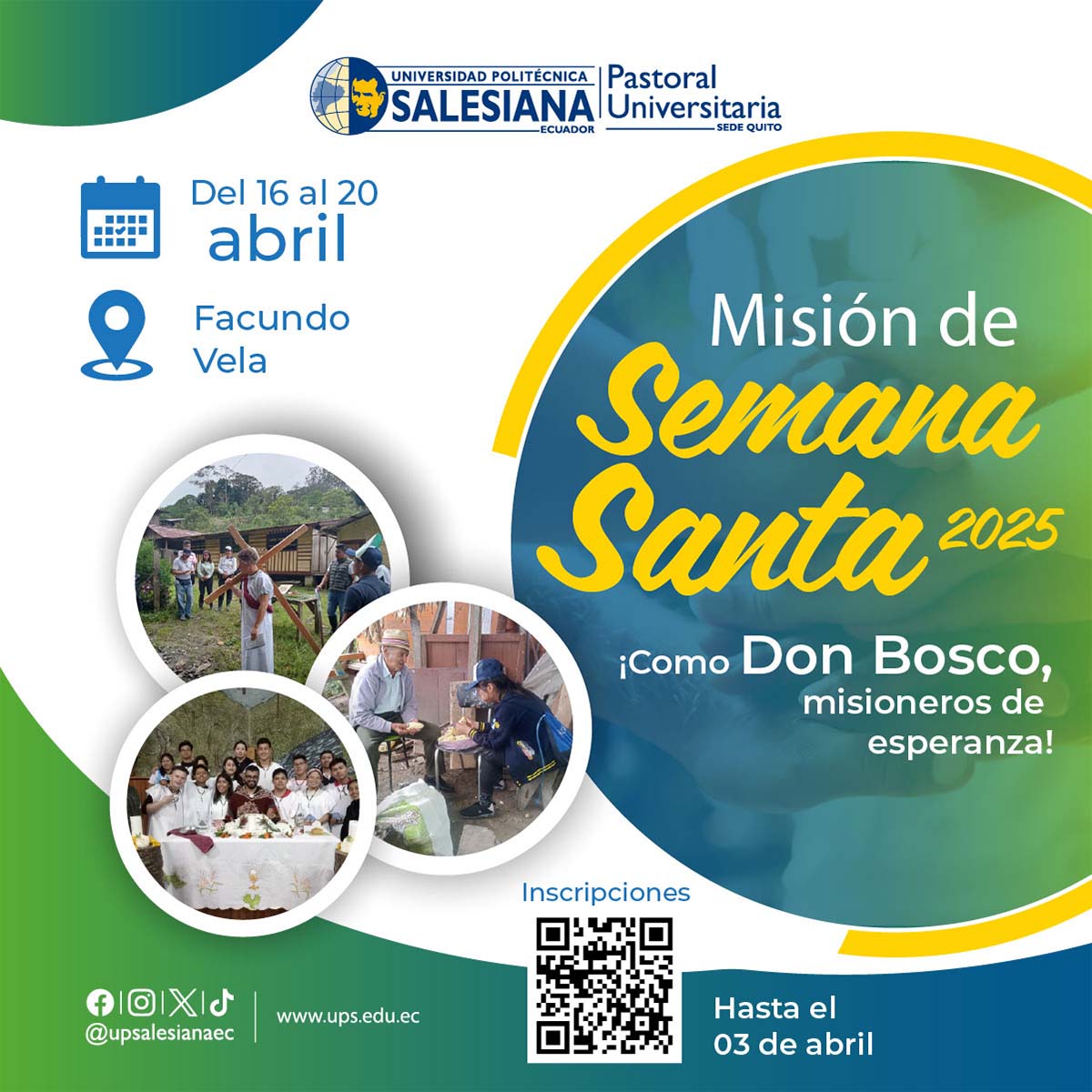 Afiche de Misiones de Semana Santa - sede Quito