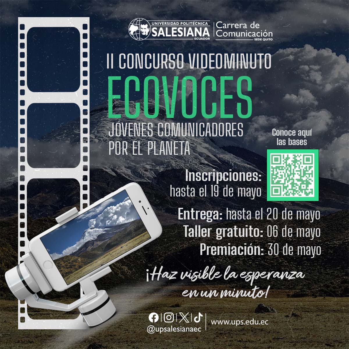 Afiche del II Concurso Video Minuto “EcoVoces, haz visible la esperanza en un minuto”