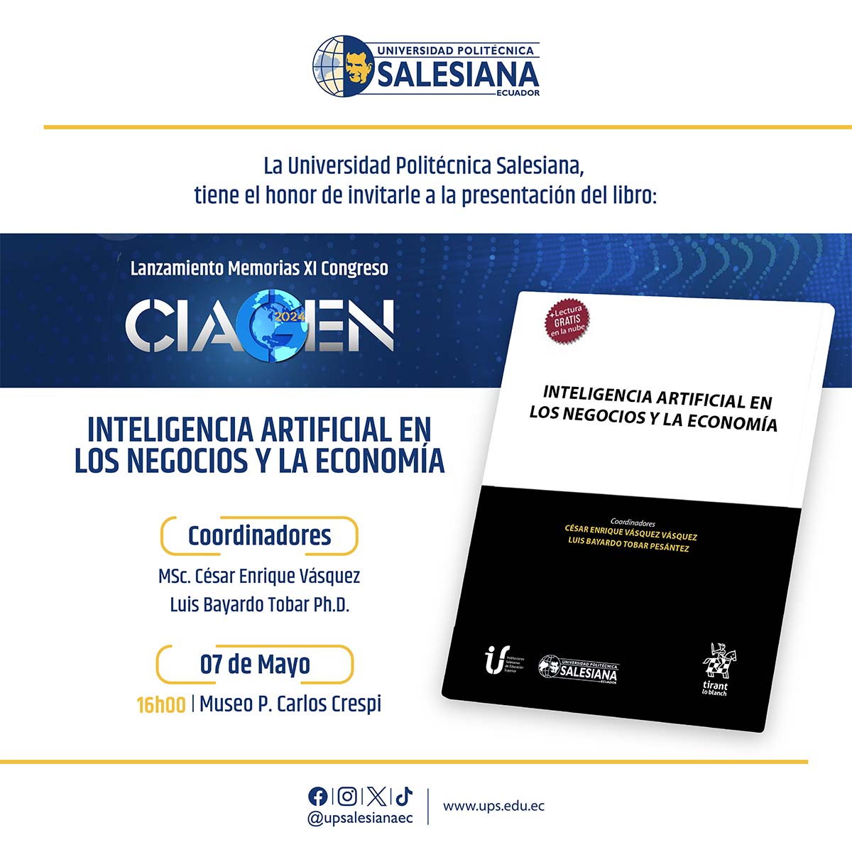 Presentación del libro: inteligencia artificial en los negocios y la economía - Memorias CIAGEN