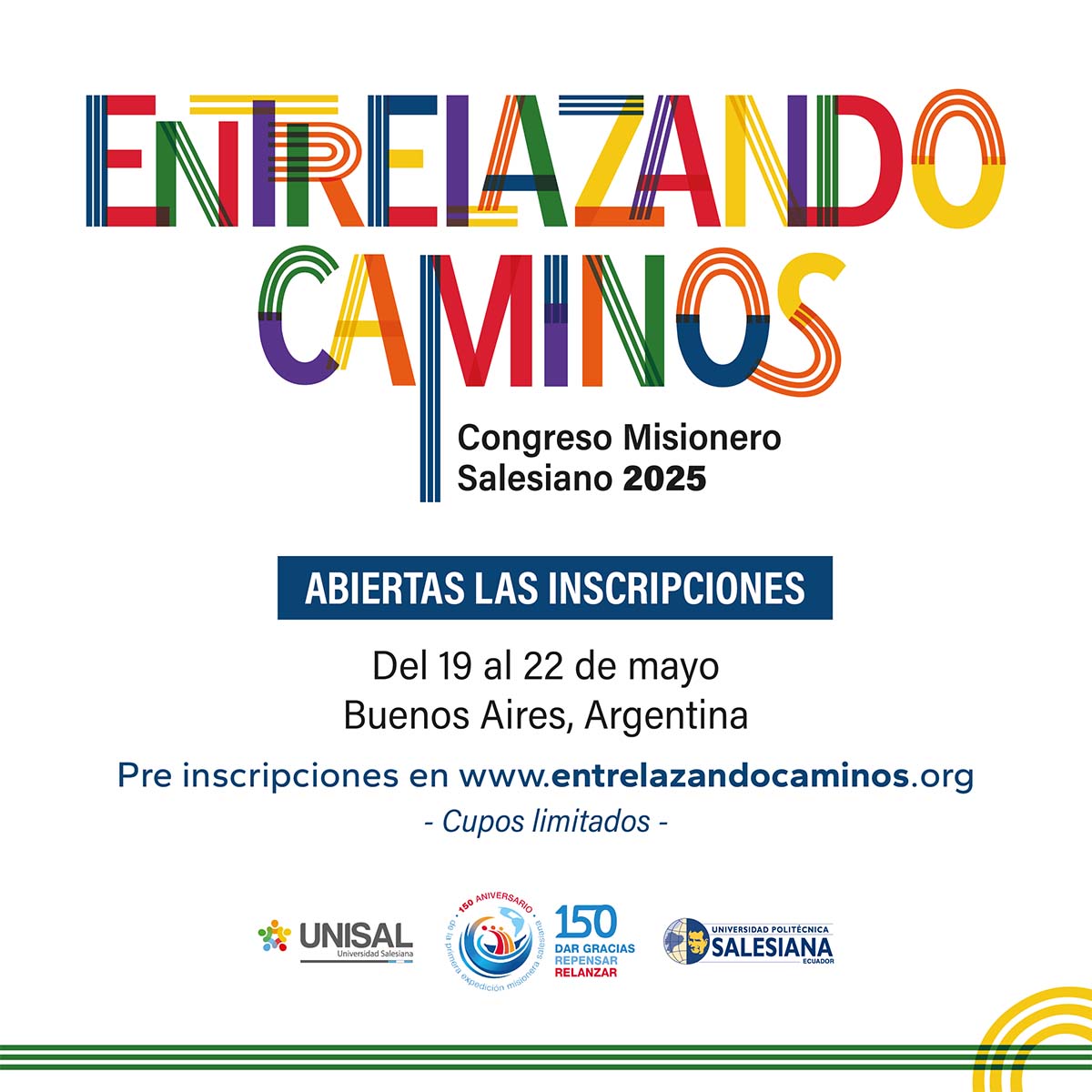 Afiche del Congreso Misionero Salesiano Americano “Entrelazando Caminos”