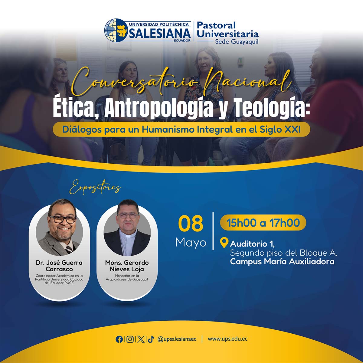 Afiche del Conversatorio: Ética, Antropología y Teología